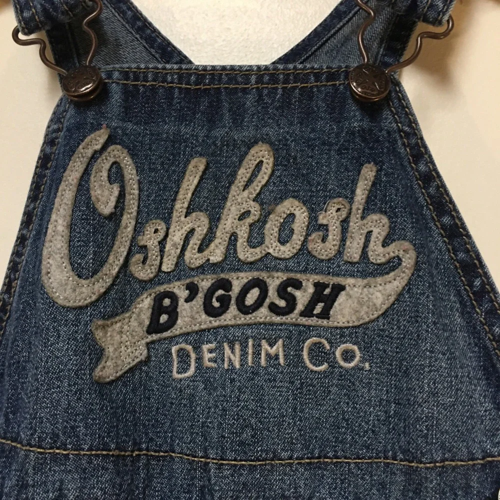 OshKosh B'gosh Denim Overalls Baby Toddler 18M Blue Vestbak Applique Logo Unisex